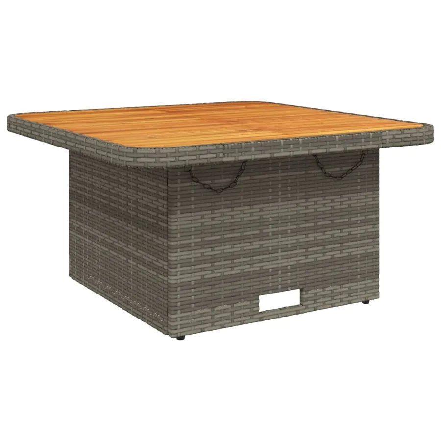 Table de jardin gris 80x80x71 cm résine tressée et bois acacia - 7