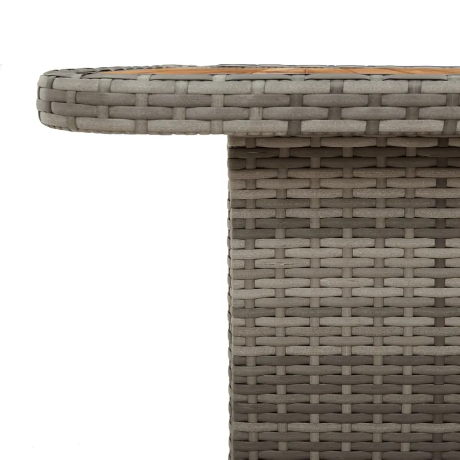 Table de jardin gris 80x80x71 cm résine tressée et bois acacia - 8