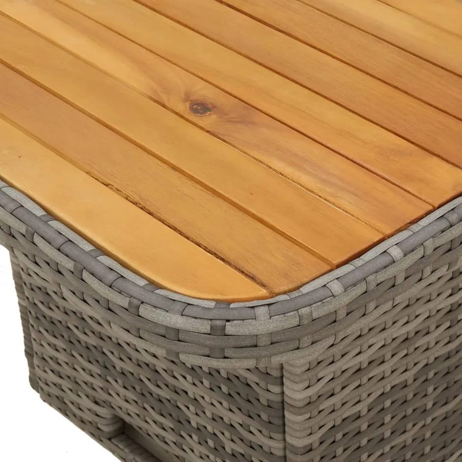 Table de jardin gris 80x80x71 cm résine tressée et bois acacia - 9