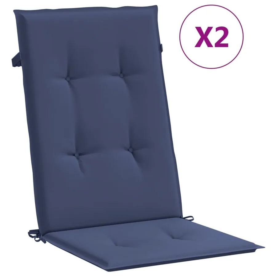 Coussins de chaise à dossier haut lot de 2 bleu marine tissu - 2
