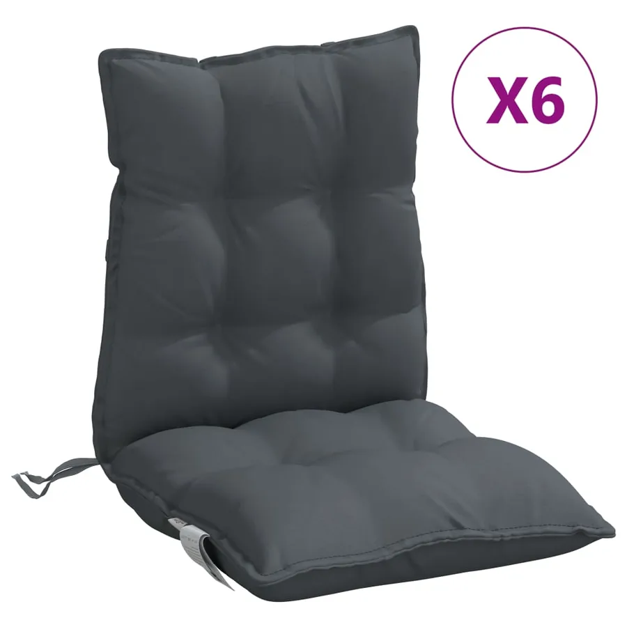 Coussins de chaise à dossier bas lot de 6 anthracite - 2