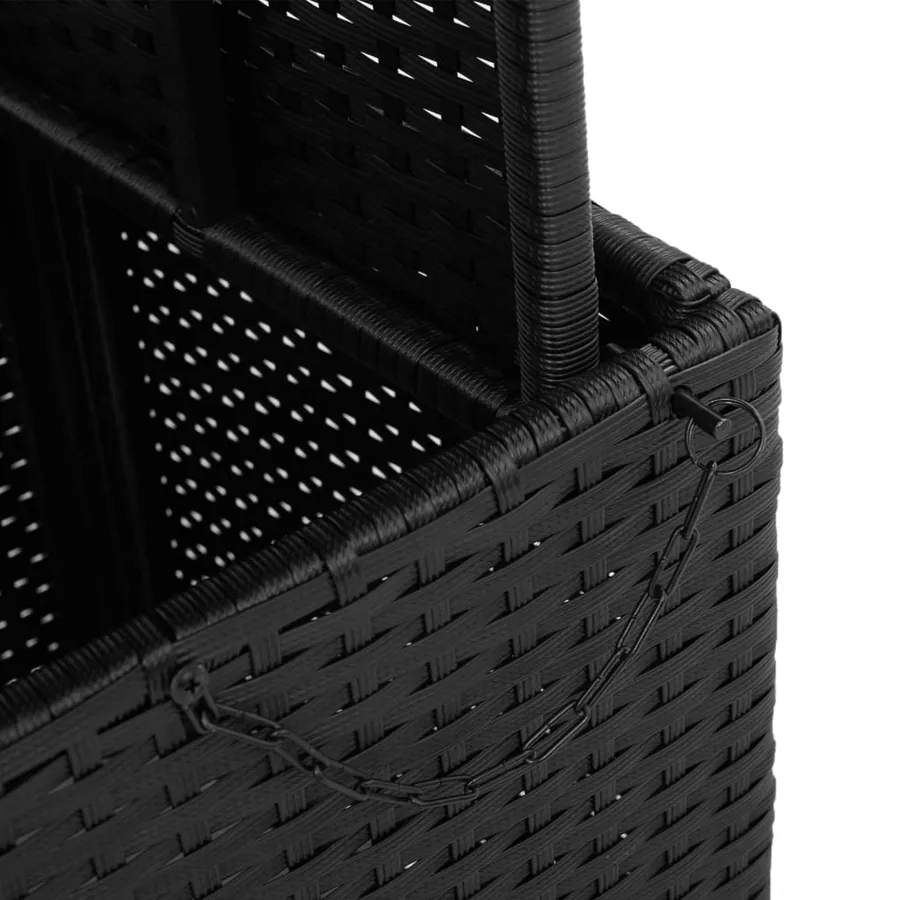 Table de jardin noir 110x110x71cm résine tressée et bois acacia - 10