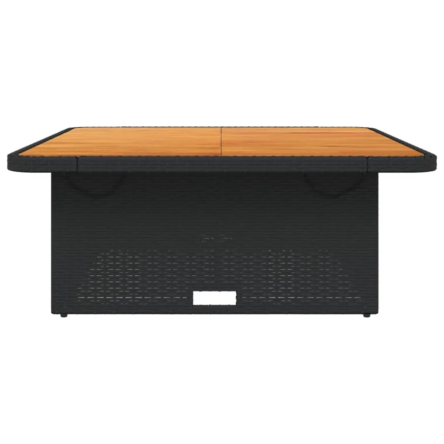 Table de jardin noir 110x110x71cm résine tressée et bois acacia - 5