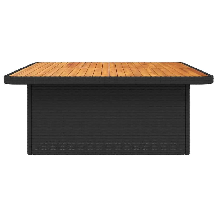 Table de jardin noir 110x110x71cm résine tressée et bois acacia - 6