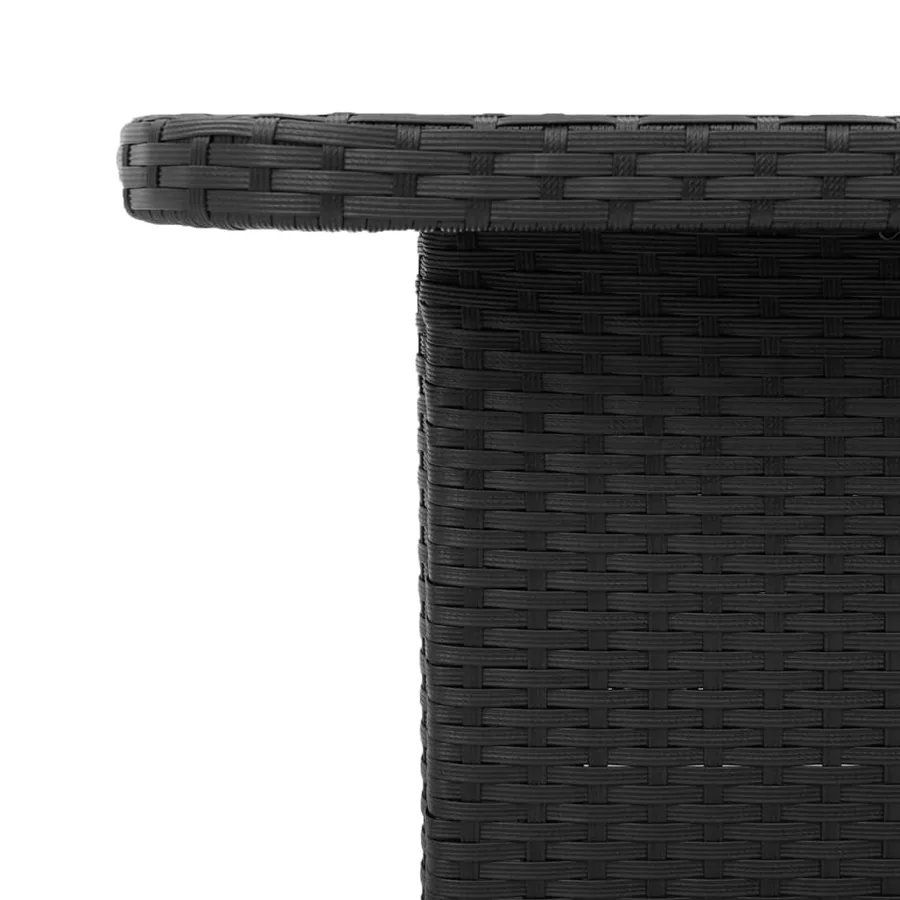 Table de jardin noir 110x110x71cm résine tressée et bois acacia - 8