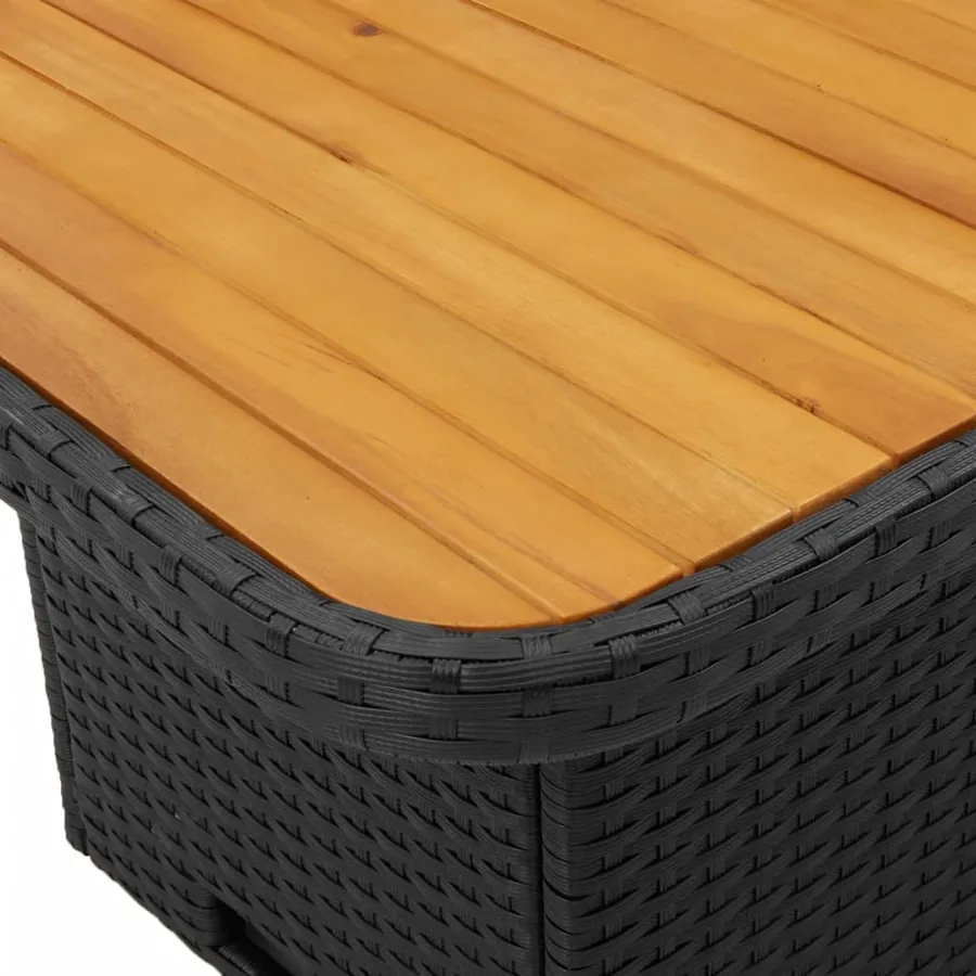 Table de jardin noir 110x110x71cm résine tressée et bois acacia - 9