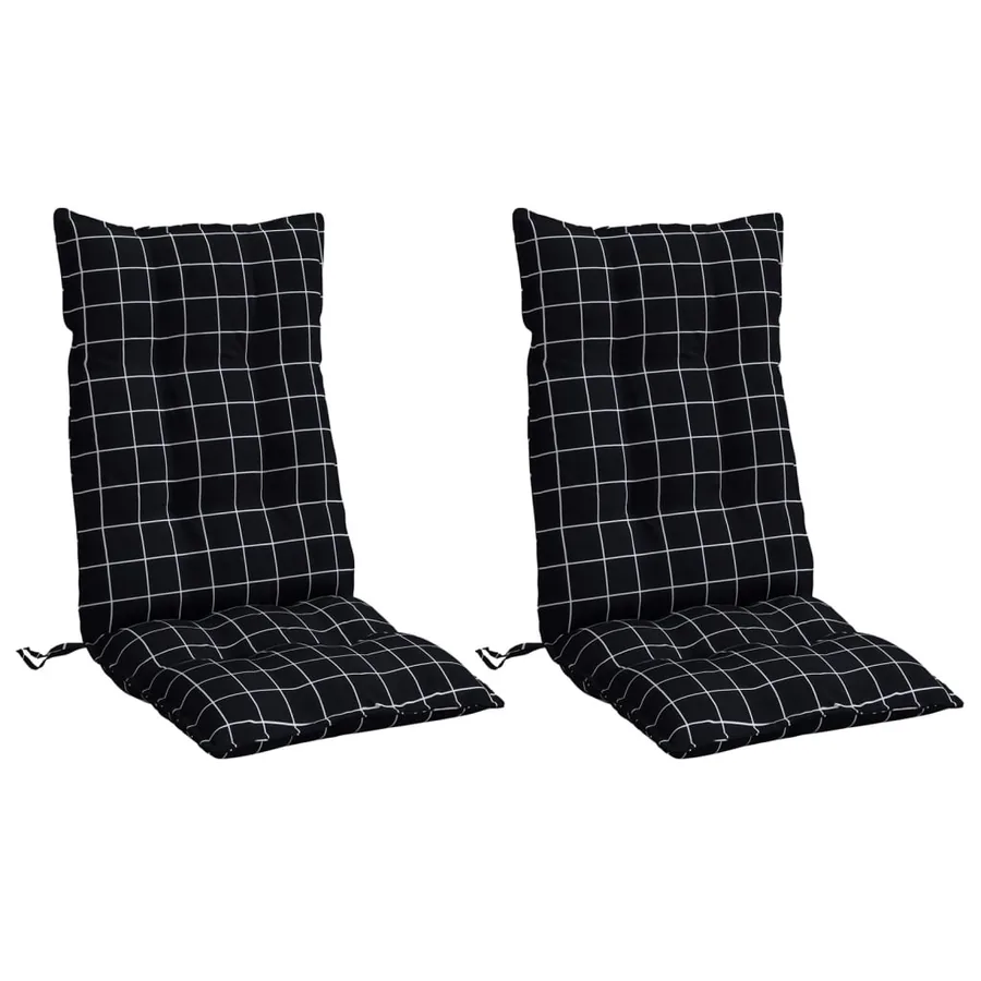 Coussins de chaise à dossier haut lot de 2 motif carreaux noir - 3