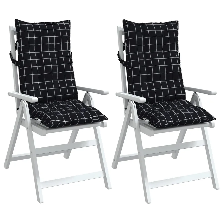 Coussins de chaise à dossier haut lot de 2 motif carreaux noir - 4