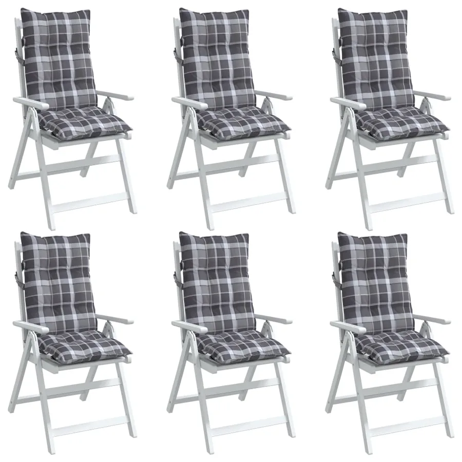 Coussins de chaise à dossier haut lot de 6 motif carreaux gris - 4