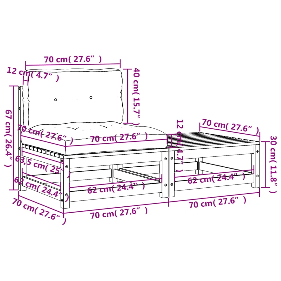 Canapé de jardin sans accoudoirs avec coussins et repose-pieds - 11