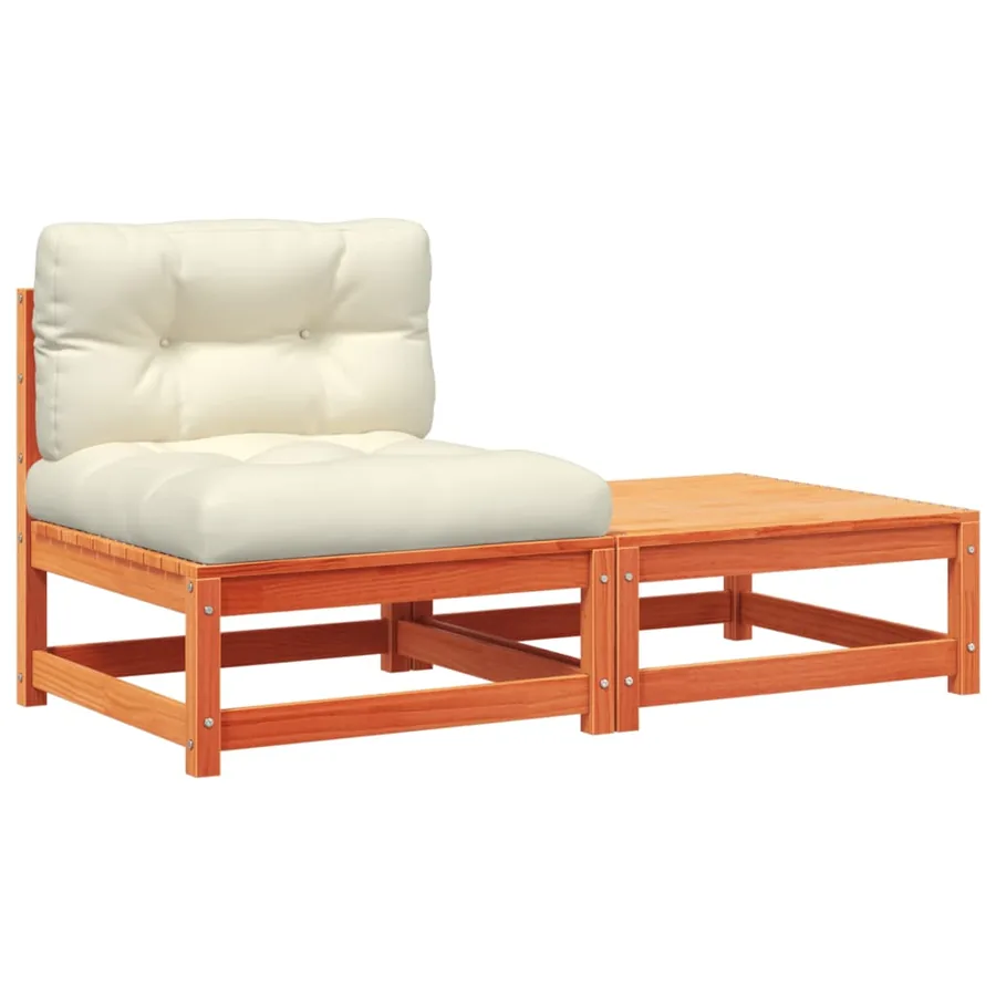 Canapé de jardin sans accoudoirs avec coussins et repose-pieds - 2