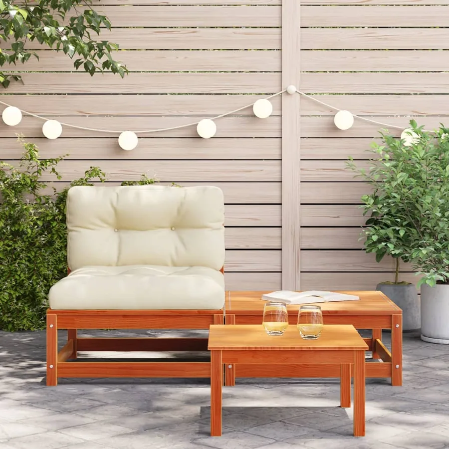 Canapé de jardin sans accoudoirs avec coussins et repose-pieds - 3