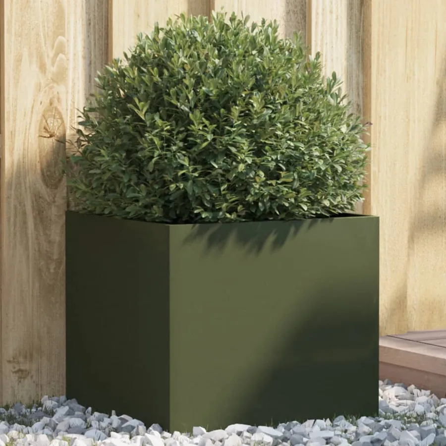 Jardinière vert olive 42x40x39 cm acier