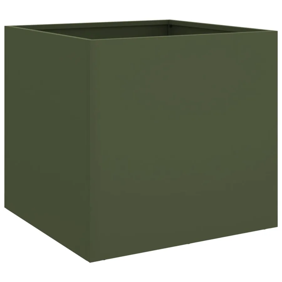 Jardinière vert olive 42x40x39 cm acier - 2
