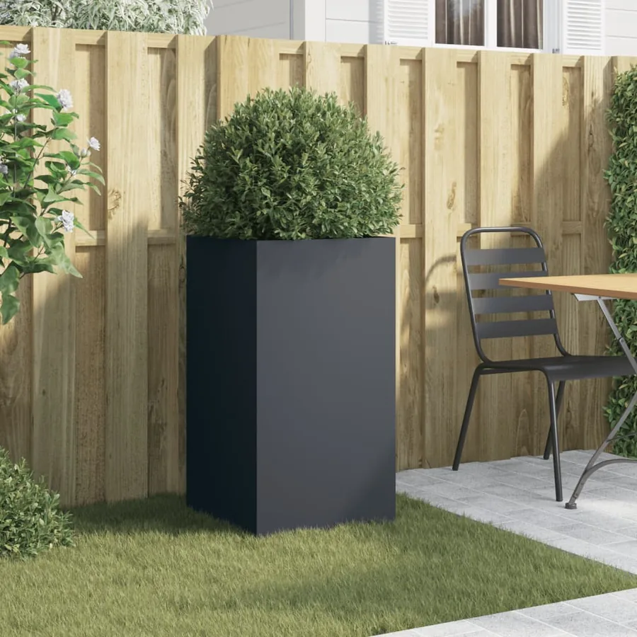 Jardinière anthracite 42x38x75 cm acier - 3