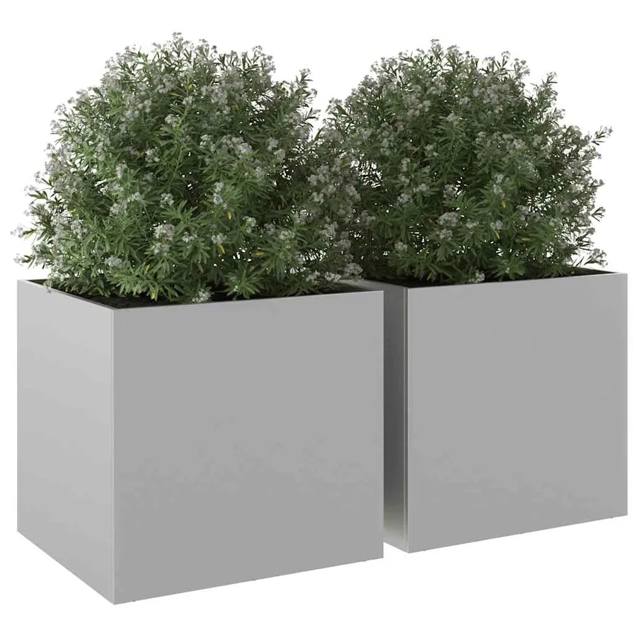 Jardinières 2 pcs argenté 49x47x46 cm acier galvanisé - 4