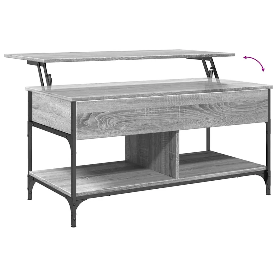 Table basse sonoma gris 100x50x50 cm bois d'ingénierie et métal - 8