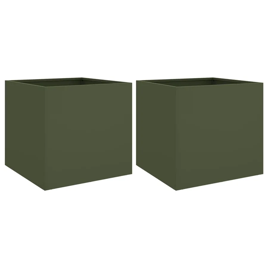 Jardinières 2 pcs vert olive 49x47x46 cm acier - 2