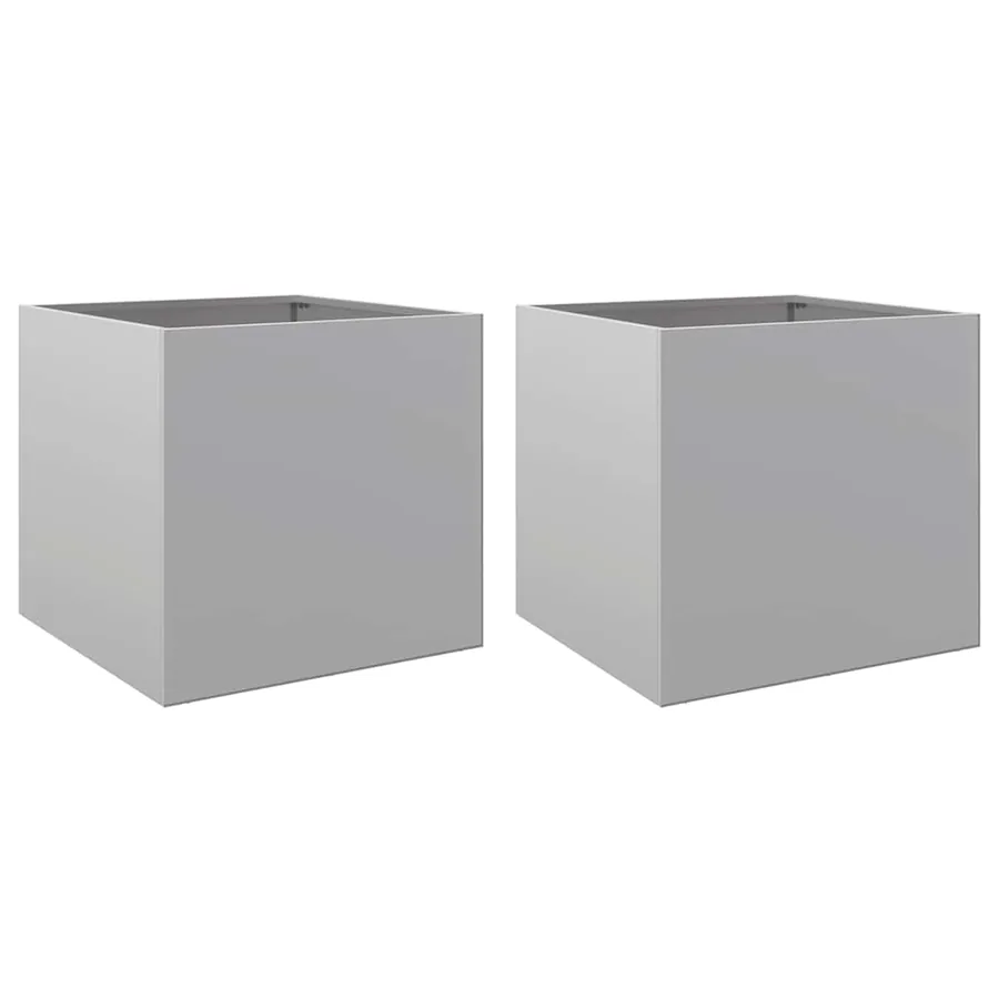 Jardinières 2 pcs argenté 42x40x39 cm acier galvanisé - 2