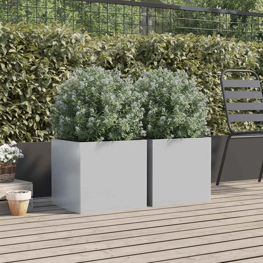 Jardinières 2 pcs argenté 42x40x39 cm acier galvanisé - 3