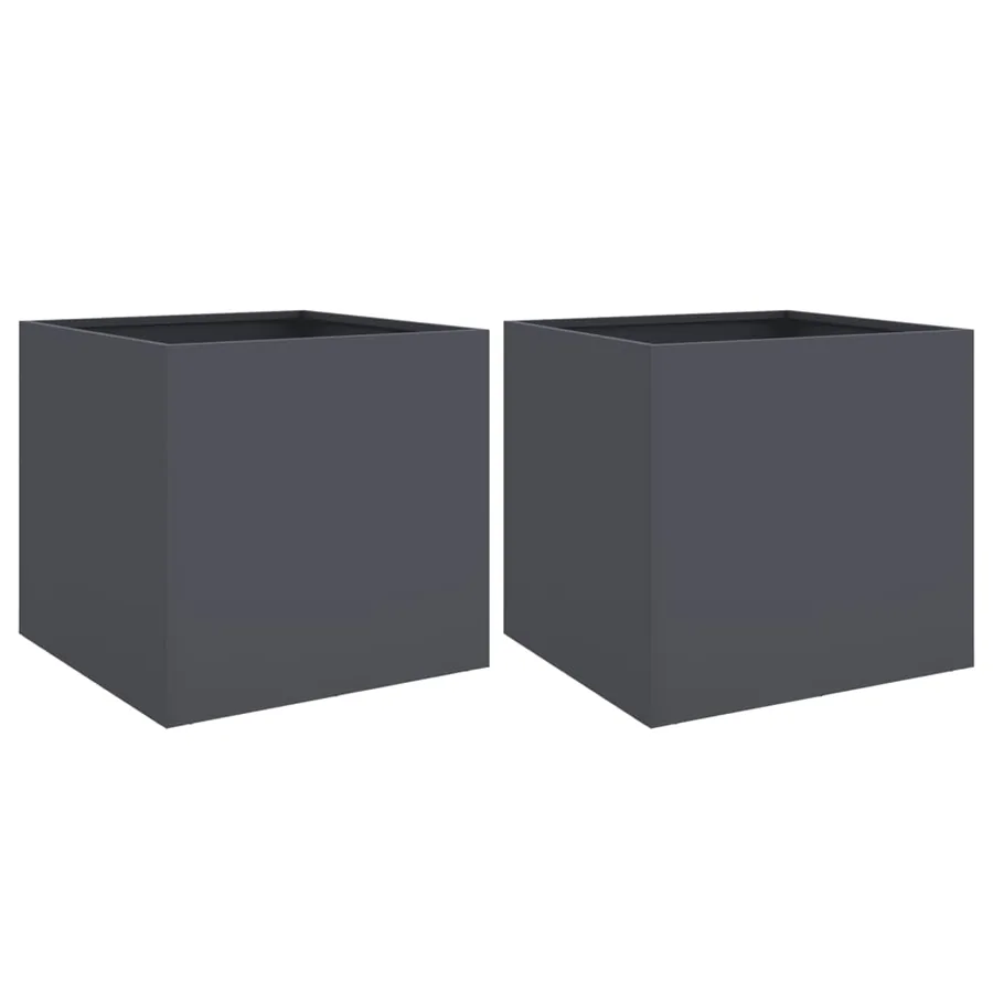Jardinières 2 pcs anthracite 49x47x46 cm acier - 2