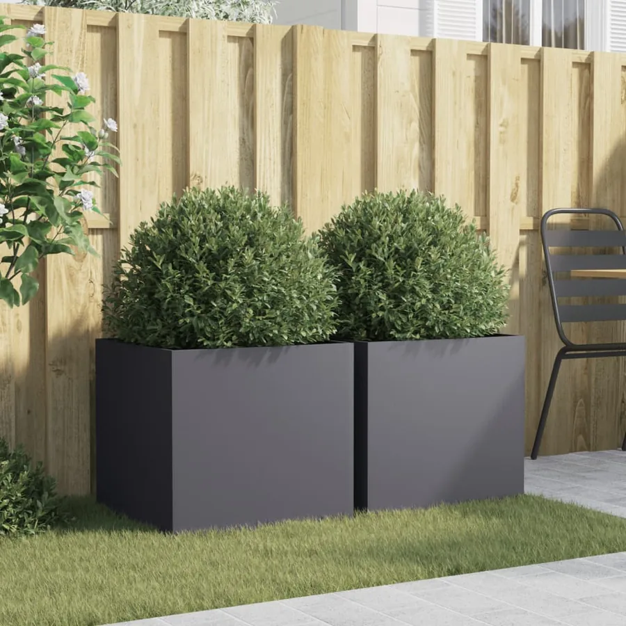 Jardinières 2 pcs anthracite 49x47x46 cm acier - 3