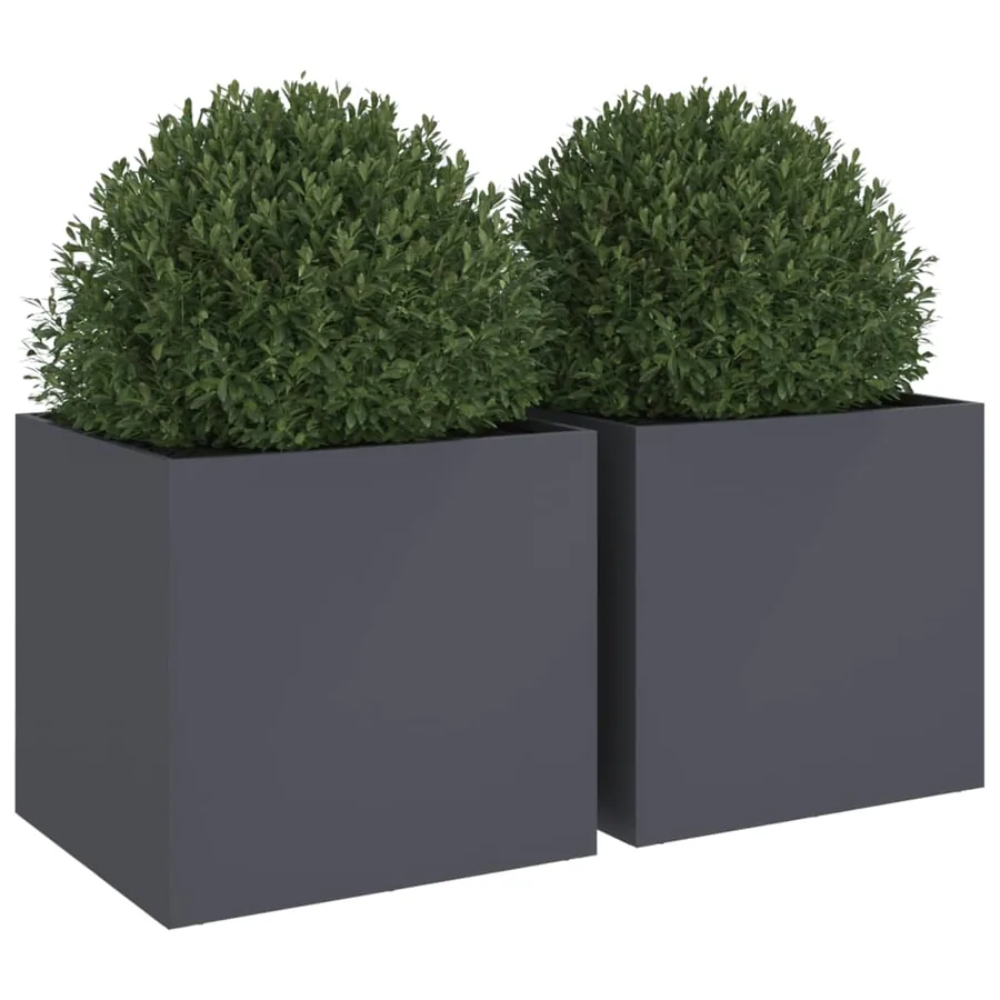 Jardinières 2 pcs anthracite 49x47x46 cm acier - 4