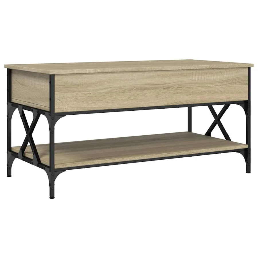 Table basse chêne sonoma 100x50x50cm bois d'ingénierie et métal - 7