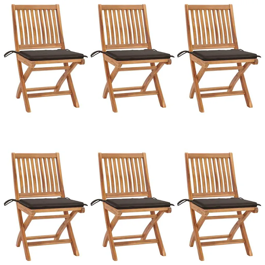 Chaises pliables de jardin avec coussins lot de 6 Bois de teck - 13