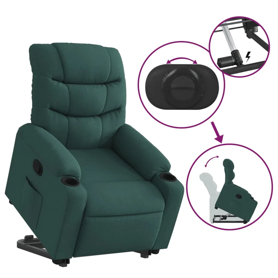 Fauteuil inclinable vert foncé tissu - 6