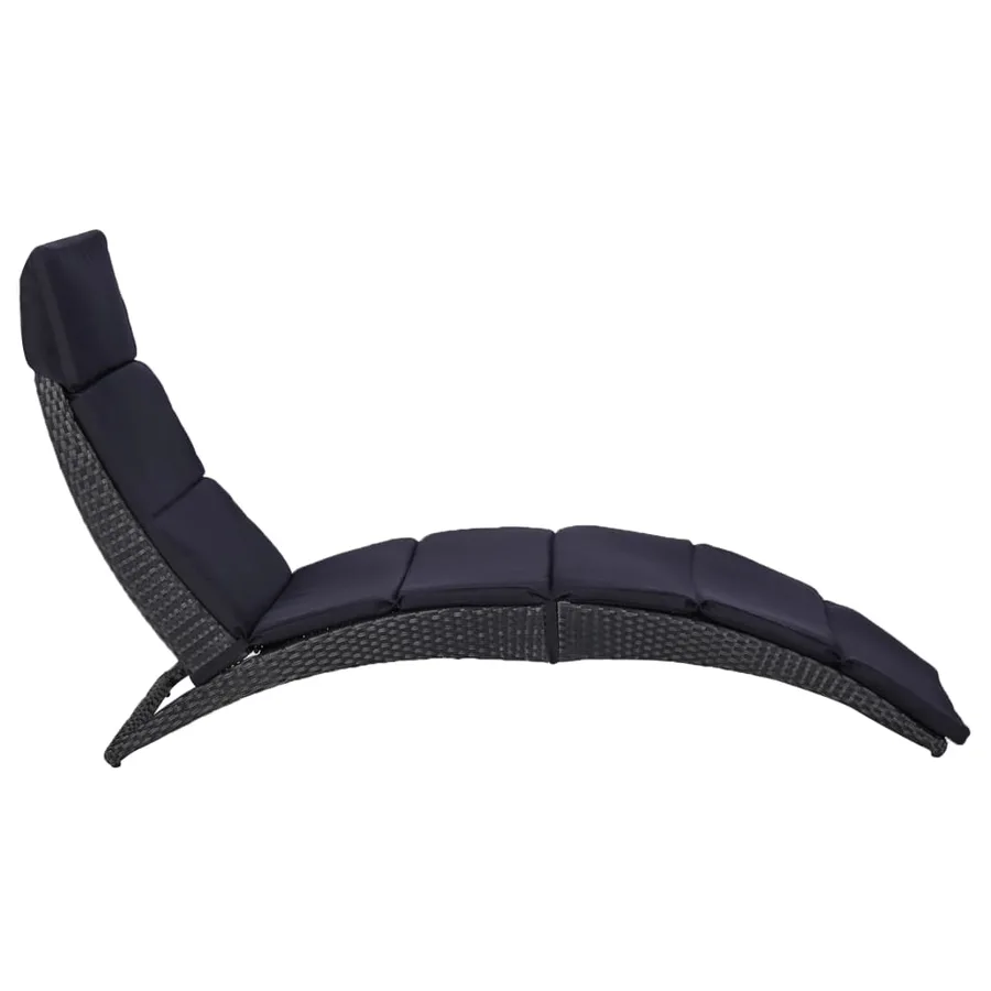 Transat avec coussin Résine tressée Noir - 2