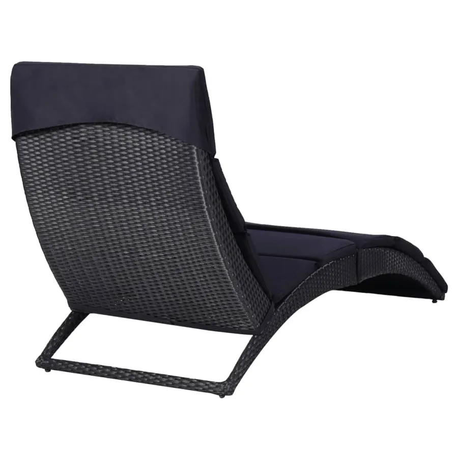 Transat avec coussin Résine tressée Noir - 4