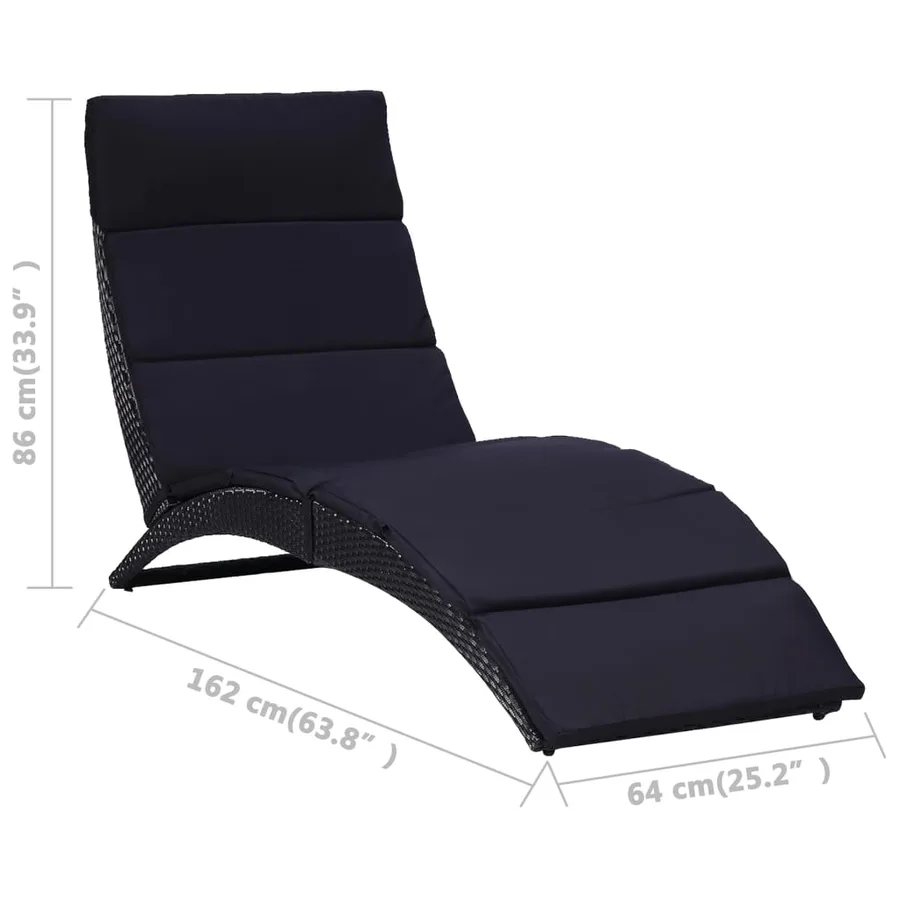 Transat avec coussin Résine tressée Noir - 7
