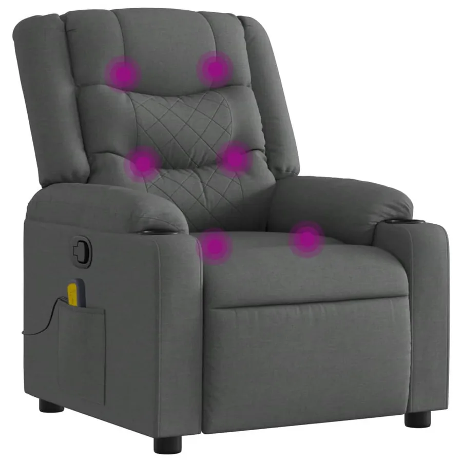 Fauteuil inclinable de massage gris foncé tissu - 2