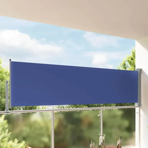 Auvent latéral rétractable de patio 100x300 cm Bleu