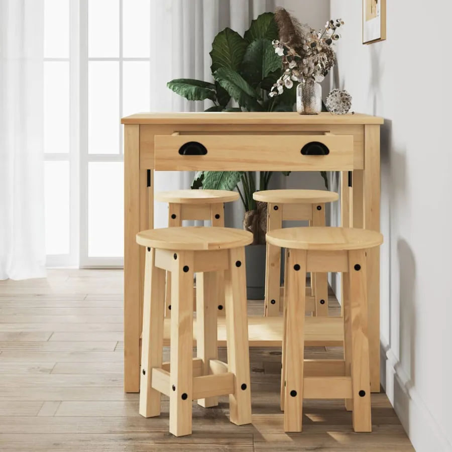 Ensemble de bar 5 pcs Bois de pin massif - 3