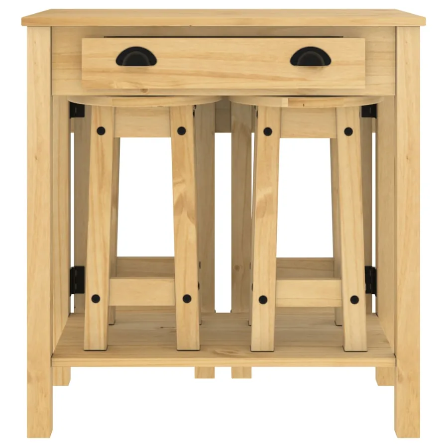 Ensemble de bar 5 pcs Bois de pin massif - 5