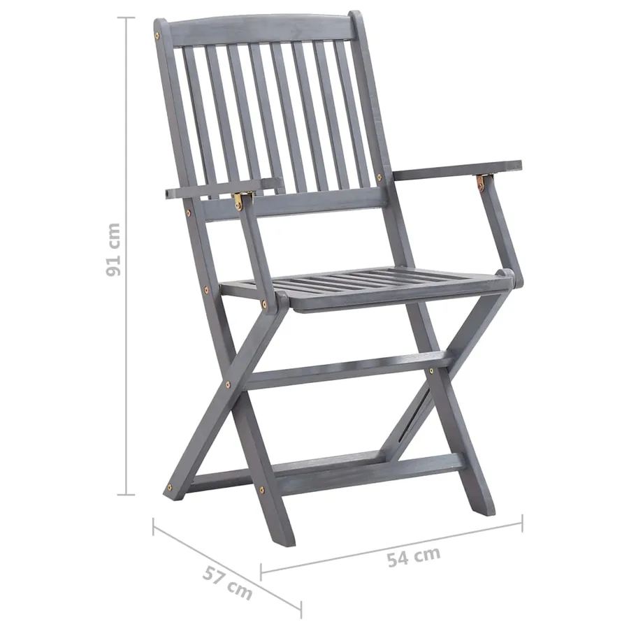 Chaises pliables d'extérieur lot de 6 et coussins Bois d'acacia - 14