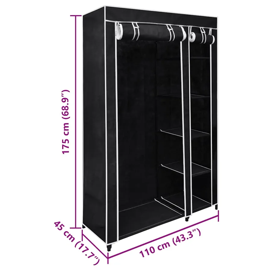 Garde-robe pliable Noir 110 x 45 x 175 cm - 8