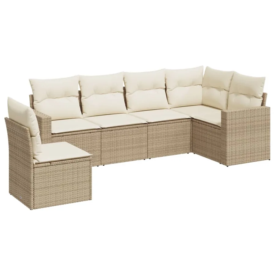 Salon de jardin avec coussins 6 pcs beige résine tressée - 2