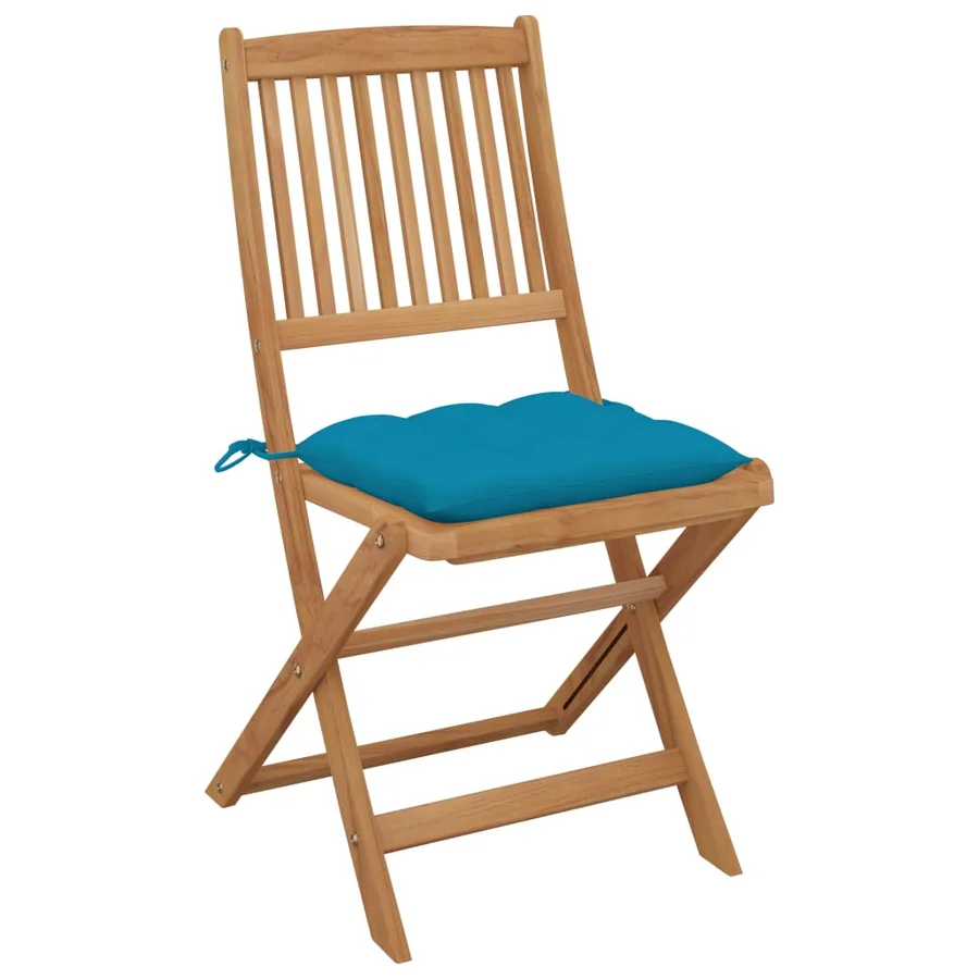 Chaises pliables de jardin lot de 6 avec coussins Bois d'acacia - 3