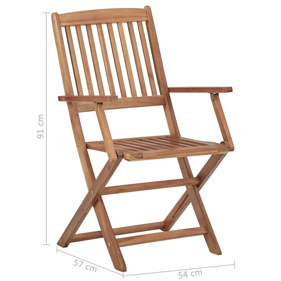 Chaises pliables de jardin lot de 6 avec coussins Bois d'acacia - 14