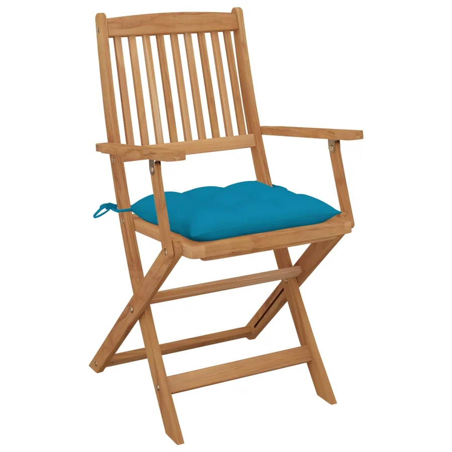 Chaises pliables de jardin lot de 6 avec coussins Bois d'acacia - 3