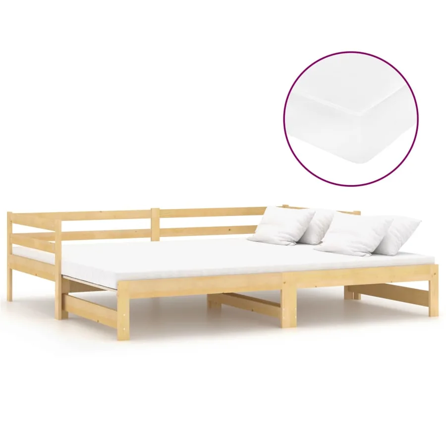 Lit coulissant 2x(90x200) cm Bois de pin massif - 2