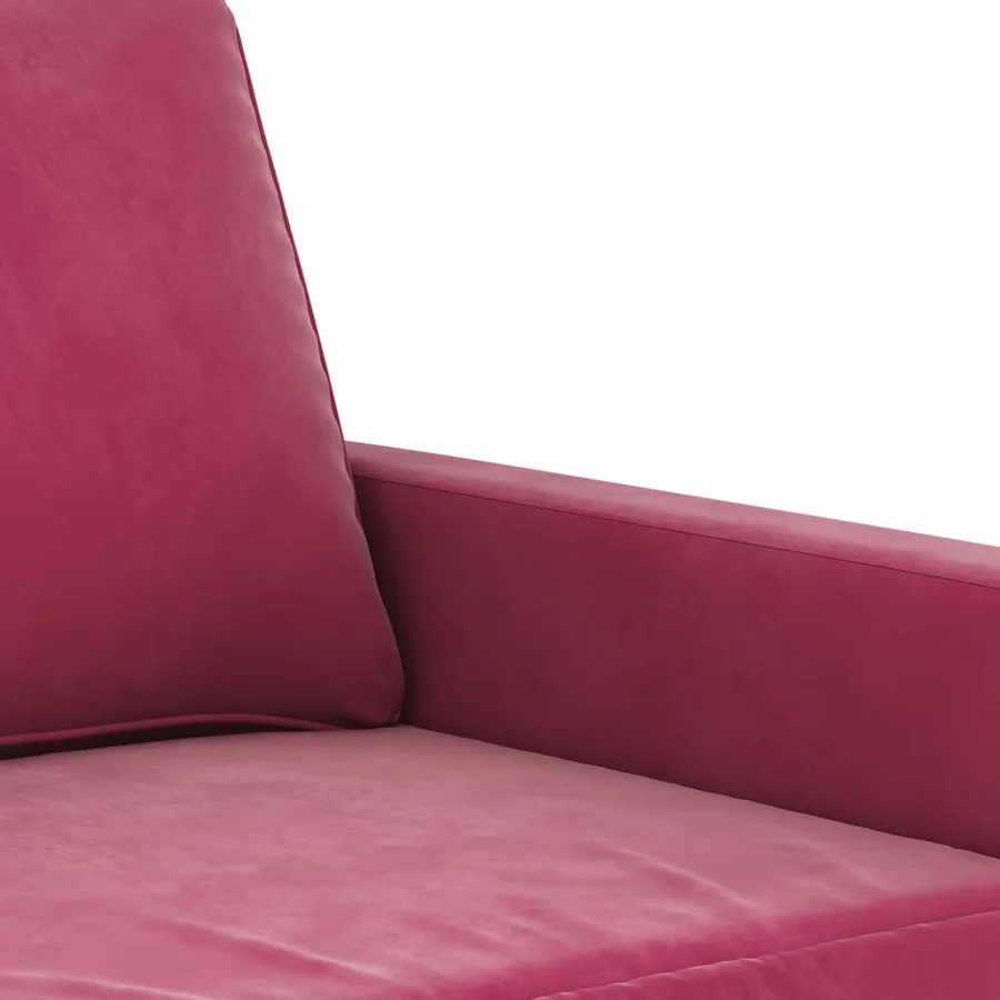Ensemble de canapés 3 pcs avec coussins rouge bordeaux velours - 6