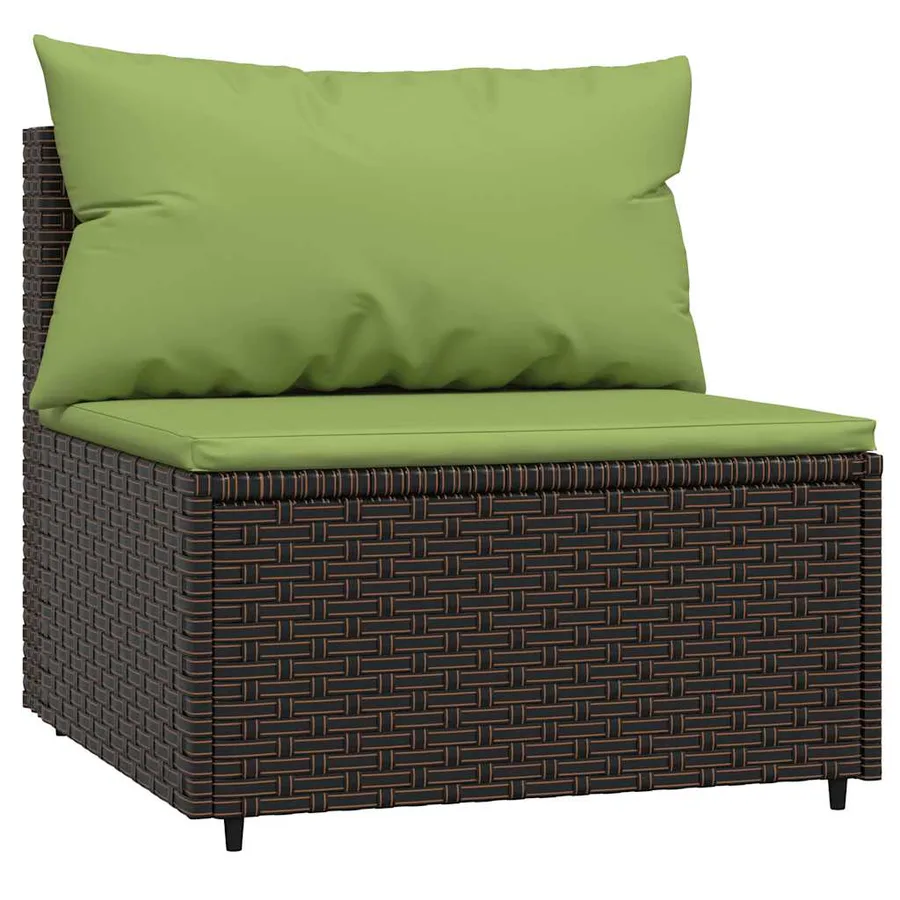 Salon de jardin 3 pcs avec coussins marron résine tressée - 5
