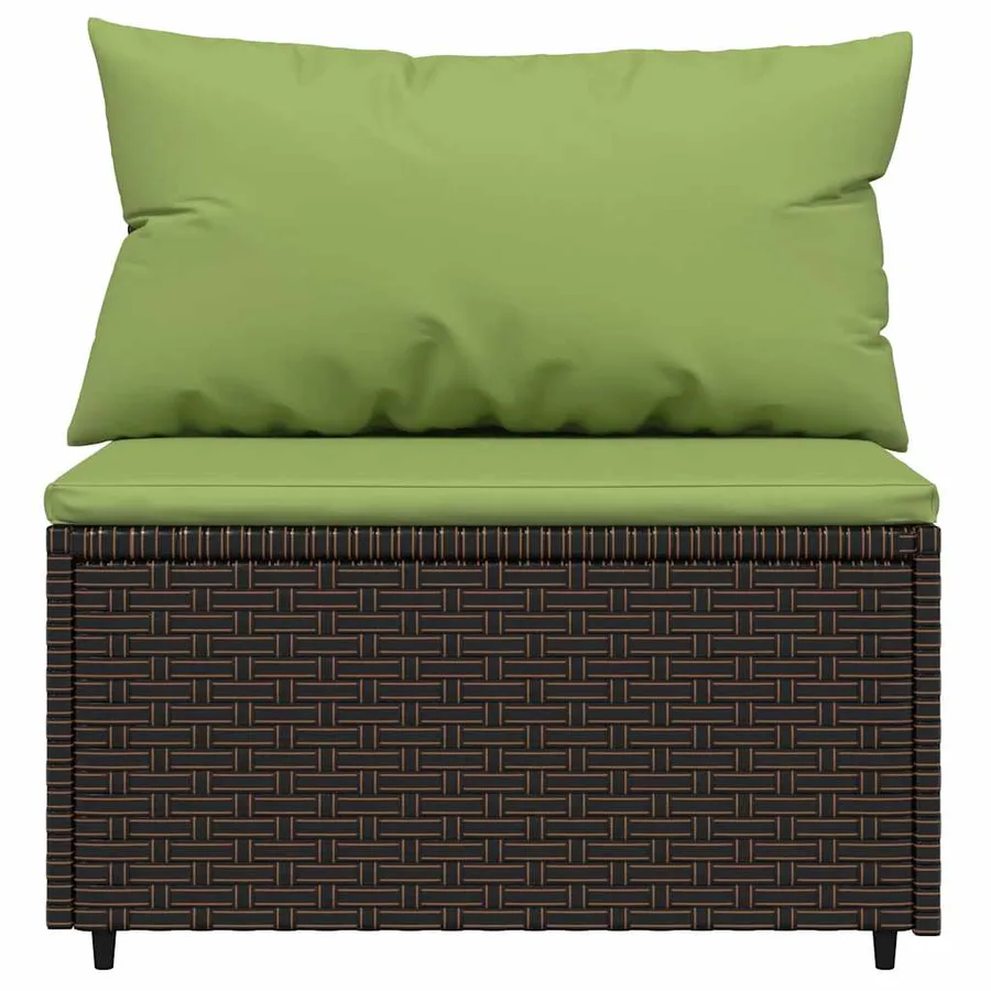 Salon de jardin 3 pcs avec coussins marron résine tressée - 6