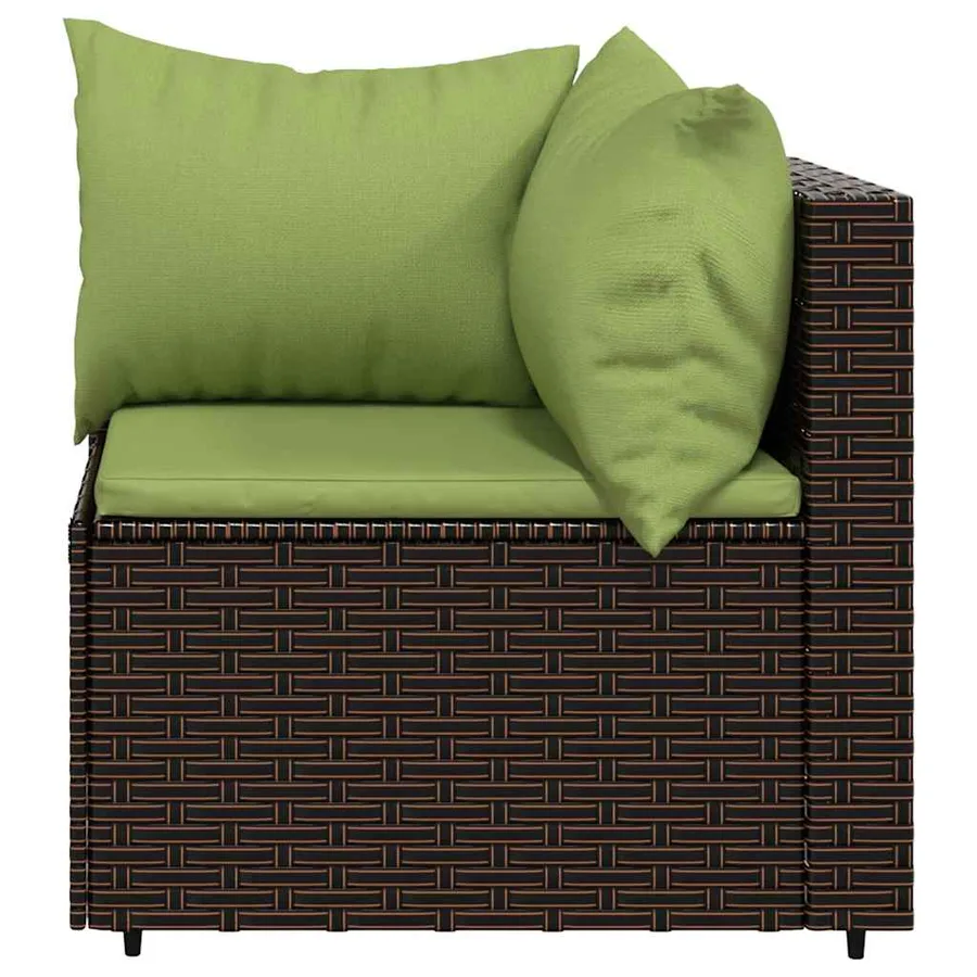 Salon de jardin 3 pcs avec coussins marron résine tressée - 7