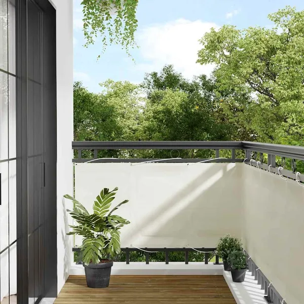 Écran de balcon crème 75x700 cm 100% polyester oxford