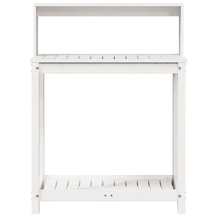 Table de rempotage avec étagères blanc bois massif de pin - 5